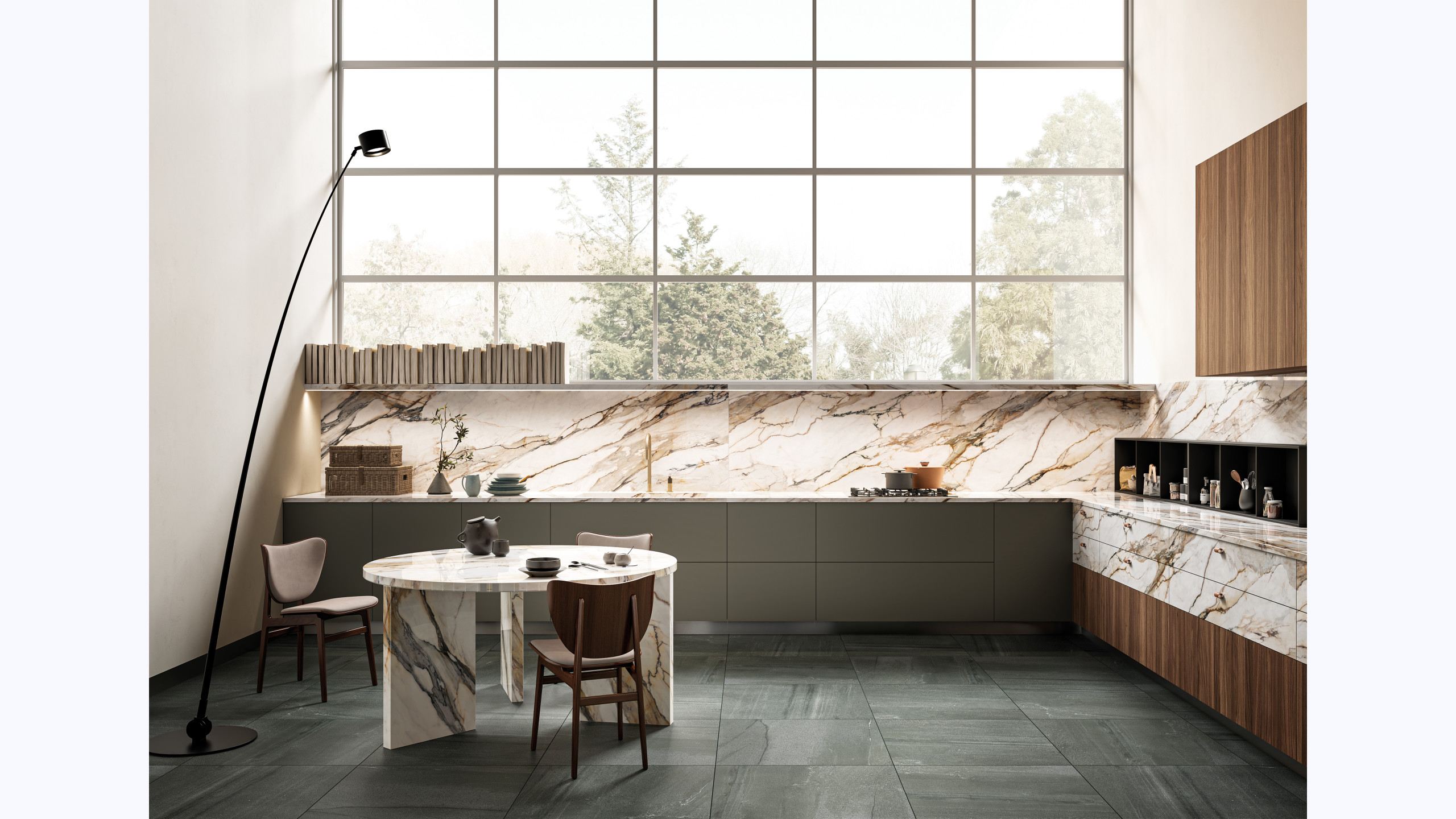 Magnifica Encore 60" x 126" - 12mm Honed Bookmatch Porcelain Slab in Calacatta Antique alt image